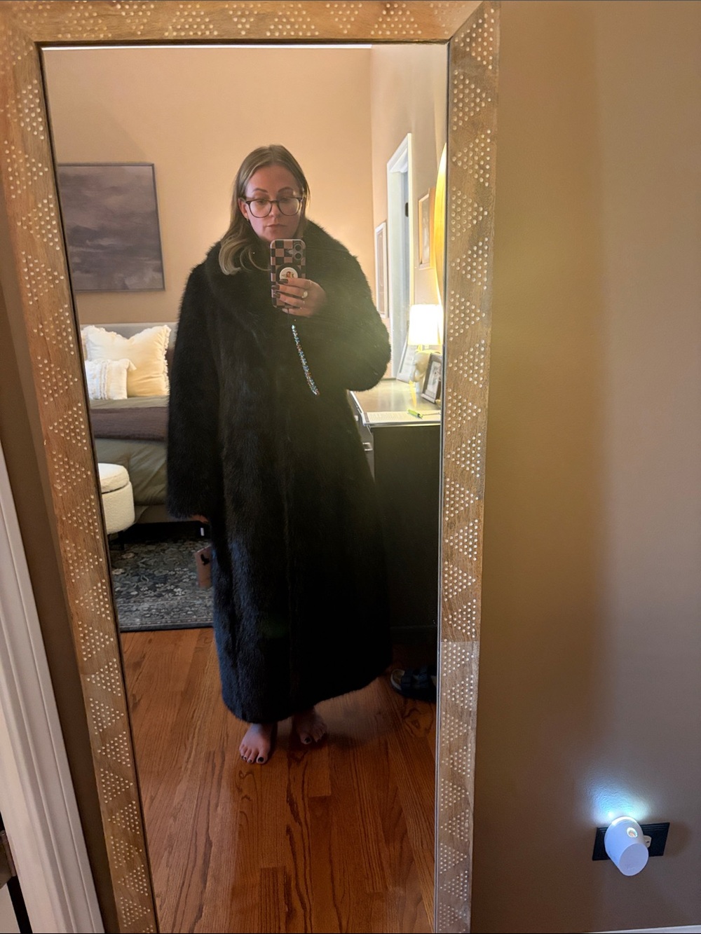 Avec Les Filles Black Faux Fur Long Coat for Women NWT - Picture 4 of 4